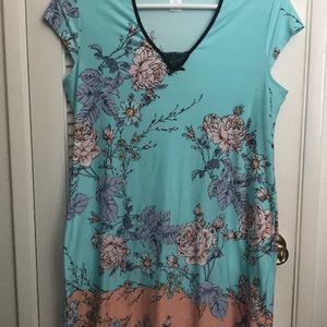 Linda Donatella Aqua Floral Nightie Large